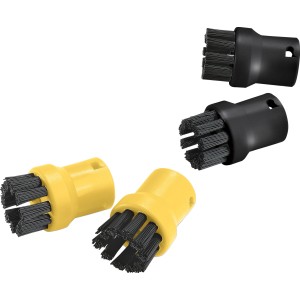 Set de brosses rondes Kärcher, 4 pièces, pour nettoyeurs vapeur, noir et jaune.