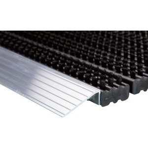 Paillasson en aluminium (43x75cm) avec des poils noirs pour l'extérieur.