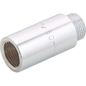 Prolunga rubinetto in ottone cromato, 18,6 mm x 21 mm, lunghezza 50 mm.
