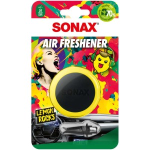 Sonax Lufterfrischer Lemon Rocks für Auto: Zitrone Duft, Befestigung am Lüftungsschlitz.