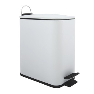 Spirella Erik, pattumiera bagno, 5 l, bianco opaco, con pedale e chiusura rallentata.