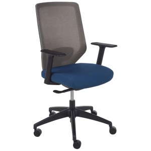 Sedia da ufficio blu e grigia Virtuoso di Beliani con braccioli e poggiatesta.