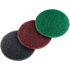 Lot de feutres abrasifs LUX pour ponceuse excentrique, 3 feutres en vert, rouge, gris, Ø 115 mm.