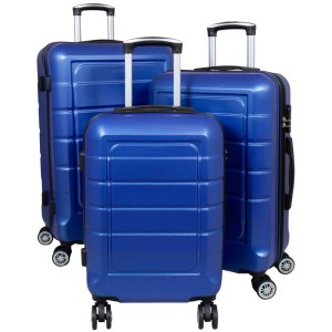 Blaues 3-tlg. Rollkoffer-Set Como aus ABS-Material mit Teleskopgriff und Rollen.