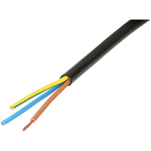 Cavo TD nero H05VV-F, guaina in plastica, 3 x 1,5 mm², lunghezza 10 m.
