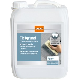 Bidon OBI Tiefgrund Transparent 10 l pour consolider le support.