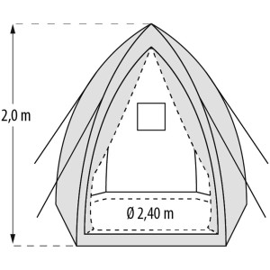 Schizzo tenda per piante Vitavia Hawaii L, Ø 240 cm, altezza 200 cm, serra per piante.