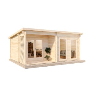 Abri de jardin Alpholz Orkus-44 non traité avec toit plat et appentis. Abri de jardin en bois au design classique.