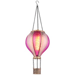 Pinke Globo LED Solarleuchte Ballon, Ø 14 cm, Höhe 46,5 cm. Deko für Garten und Terrasse.