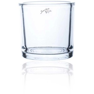 Vaso in vetro trasparente, altezza 12 cm, ideale come decorazione da tavolo o per regali fai-da-te.