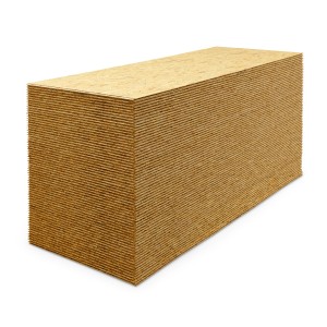 Pila di pannelli OSB-3 da 15 mm con linguetta e scanalatura, adatti per rivestimenti di pareti, soffitti e pavimenti.