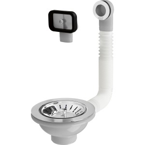 Kit de soupape d'évacuation Prevex 1 1/2 pouce, Ø 114 mm, chrome pour évier.