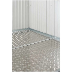 Panneau de plancher Biohort pour abri de jardin taille 190 Large : Plancher en tôle d'aluminium striée dans l'abri de jardin.