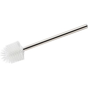 Brosse WC Wenko avec tête en silicone blanche et manche en acier inoxydable, Ø 7,5 cm.