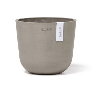Pot de fleurs Ecopots Oslo Mini, gris-brun, 16x14cm. Design scandinave pour intérieur et extérieur.