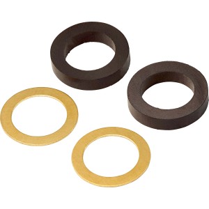 Set di guarnizioni per raccordi a compressione, 4 pezzi: 2 guarnizioni in gomma, 2 rondelle in ottone.