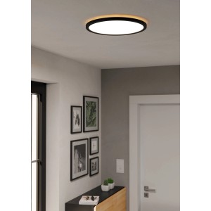 Plafoniera LED nera Eglo Connect Rovito-Z, Ø 39cm, controllo smart.