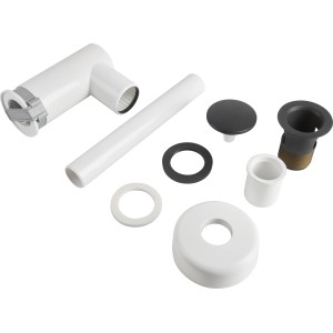 Siphon Prevex EasyClean avec soupape à tirette, noir/blanc, vue d'ensemble des pièces.