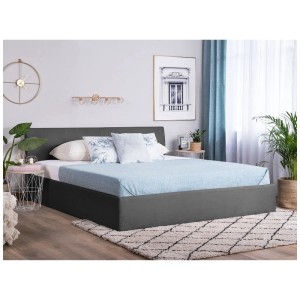 Graues Beliani Bett Orbey (180x200 cm) mit Stauraum und Lattenrost.