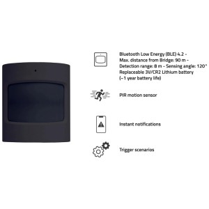 Hombli Bewegungsmelder in Schwarz für Smart Home Steuerung per Bluetooth.