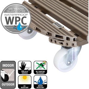 Wagner WPC sottovaso con ruote, color taupe, Ø 38,5 cm, per interni ed esterni.