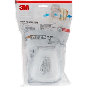 3M Filtres 6002 CR pour peinture au pistolet, filtres respiratoires A2 P2, lot.