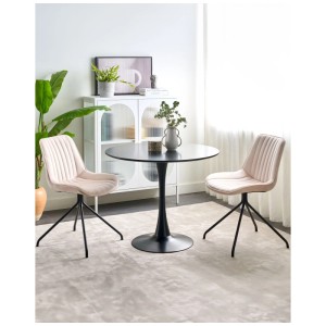 Beliani Esszimmerstühle Navasota, 2er-Set, beige Samtstühle mit schwarzem Metallgestell.