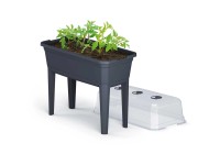 Jardinière Surélevée Avec Housse Aspect Rotin 120x40x140 Cm