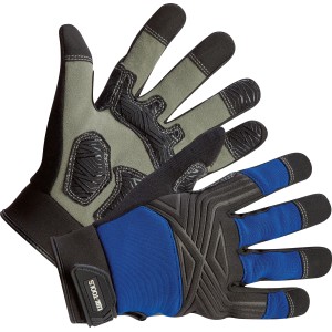 Guanti da lavoro LUX Tough da uomo taglia 8, design robusto in grigio e blu.