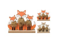 Dekofigur Fuchstrio auf Holzsockel assortiert / 1 Stk.