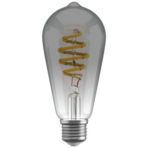 Lampadina Smart Filament Hombli ST64 Smokey E27 con vetro fumé e luce bianca calda.