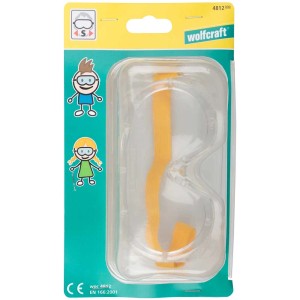 Occhiali protettivi per bambini Wolfcraft, trasparenti, con elastico nella confezione. Abbigliamento da lavoro per bambini.