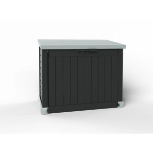 Box da giardino e portarifiuti Keter antracite con coperchio grigio. Box universale per giardino o terrazzo.
