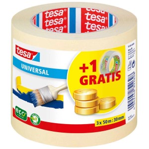 Tesa Ruban de masquage lot de 3 : Ruban de peintre pour des bords de peinture nets lors de travaux de peinture et de rénovation.