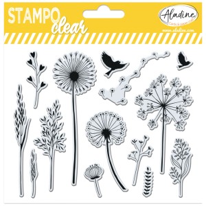 Aladine Clear Stamp Set mit 14 Gräser-Motiven zum Basteln und Scrapbooking.