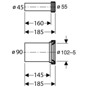 Geberit raccordement pour WC suspendu, schéma avec dimensions.