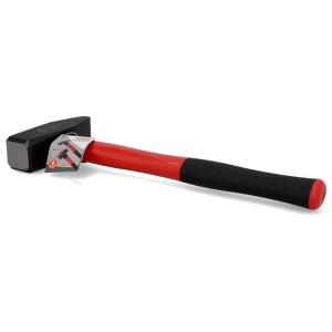 Marteau de serrurier 2000 g avec manche rouge et poignée noire. Polyvalent pour clouer, taper ou façonner.