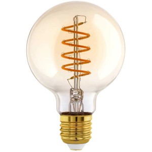 Eglo E27 LED-Leuchtmittel, Glas Amber, 4W, 2000K, mit spiralförmigen LEDs.