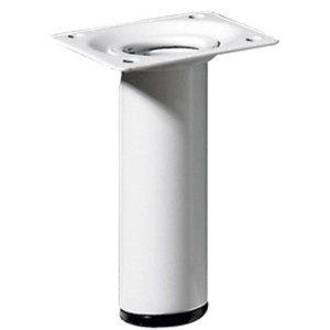 Gamba per tavolo Hettich bianca, Ø 30 x 100 mm, con piastra di montaggio. Gamba per mobili.