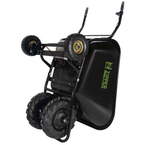 Carriola elettrica Zipper, acciaio, 160 l, portata 300 kg, ideale per edilizia e giardinaggio.