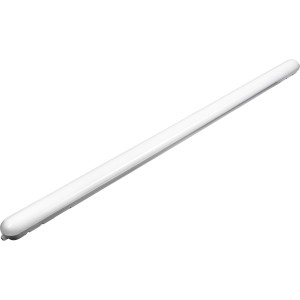 Luminaire LED gris pour pièces humides, 150 cm, 28 W, idéal pour salles de bains et caves.