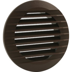 Griglia di ventilazione Marley rotonda marrone 190x150 mm con zanzariera per installazione a tubo.