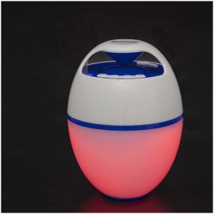 Haut-parleur Bluetooth LED Bestway Flowclear Music Wave, blanc/bleu, avec lumière rouge.