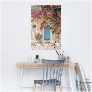 Maxiposter « Mediterranean Door » (61x91,5 cm) : Porte fleurie dans un cadre méditerranéen.