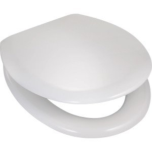 Sedile WC baliv Kahana bianco con chiusura ammortizzata e anima in legno MDF.