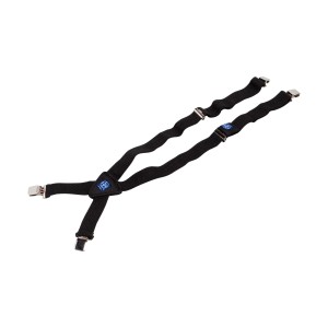 Bretelle LUX nere con clip in metallo per cinture e pantaloni da lavoro.