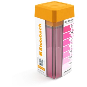 Kit Steinbach per test pH, cloro e bromo con scala colorimetrica e pastiglie.