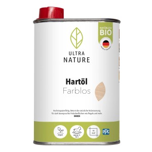 Ultra Nature BIO Hartöl Farblos 0,25 l für Holzoberflächen im Innenbereich.