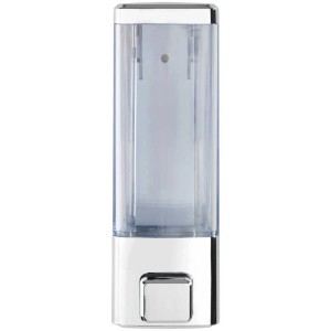 Wenko Istres dispenser sapone, 320ml, dispenser disinfettante, trasparente/cromo.