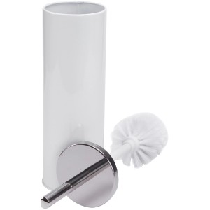MSV Ensemble WC acier inoxydable blanc avec brosse et support.